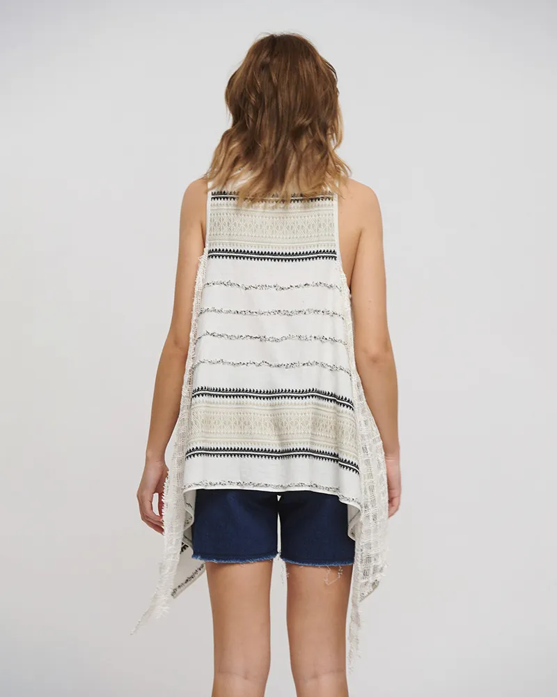 ΓΙΛΕΚΟ ΑΜΑΝΙΚΟ ΣΕ ΕΚΡΟΥ ΧΡΩΜΑ ΜΕ ΜΑΥΡΕΣ ΛΕΠΤΟΜΕΡΕΙΕΣ ONE SIZE (100% COTTON)