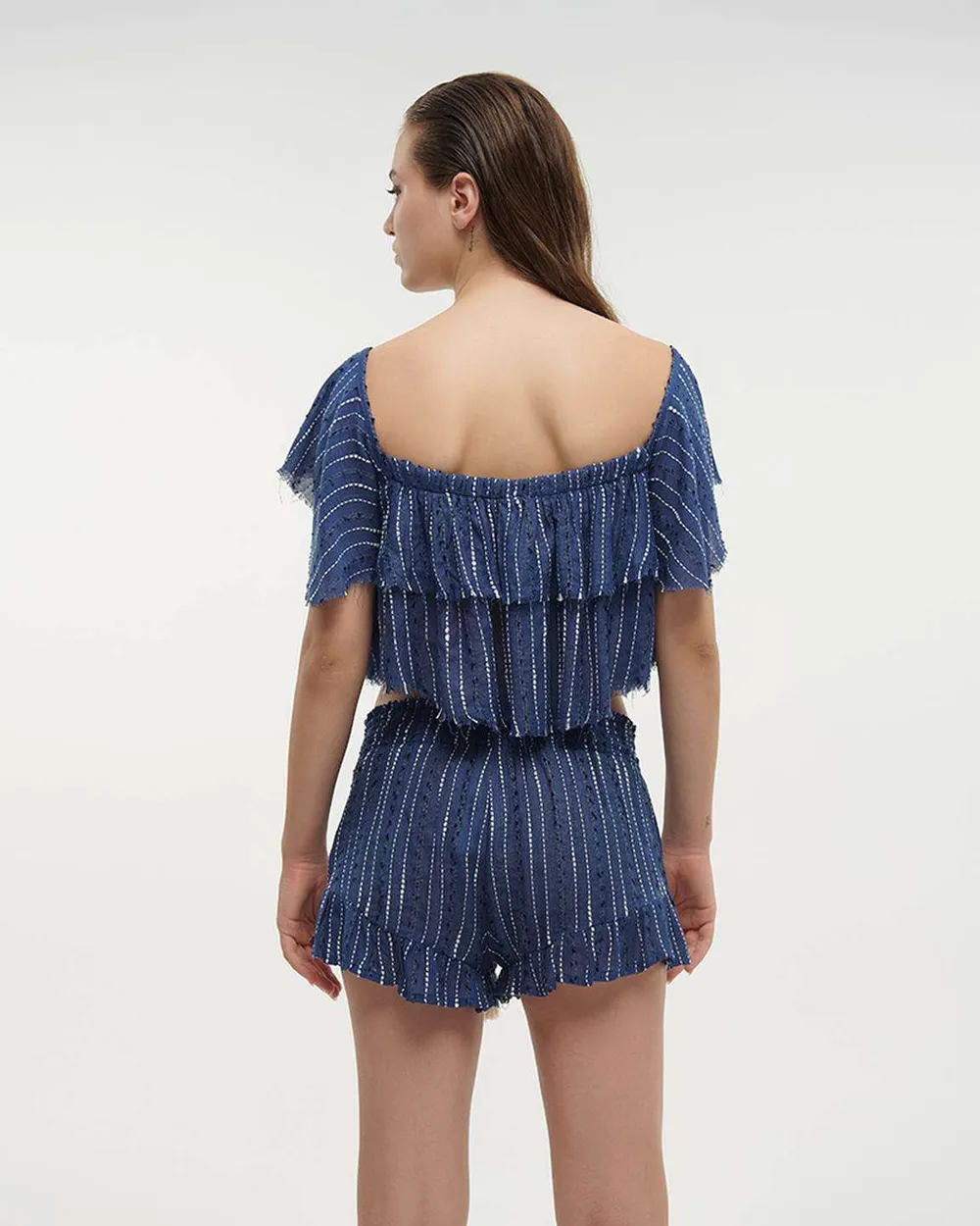 ΤΟΠ ΚΟΝΤΟ ΜΠΛΕ ΜΕ ΛΕΥΚΕΣ ΛΕΠΤΟΜΕΡΕΙΕΣ ONE SIZE (100%COTTON)