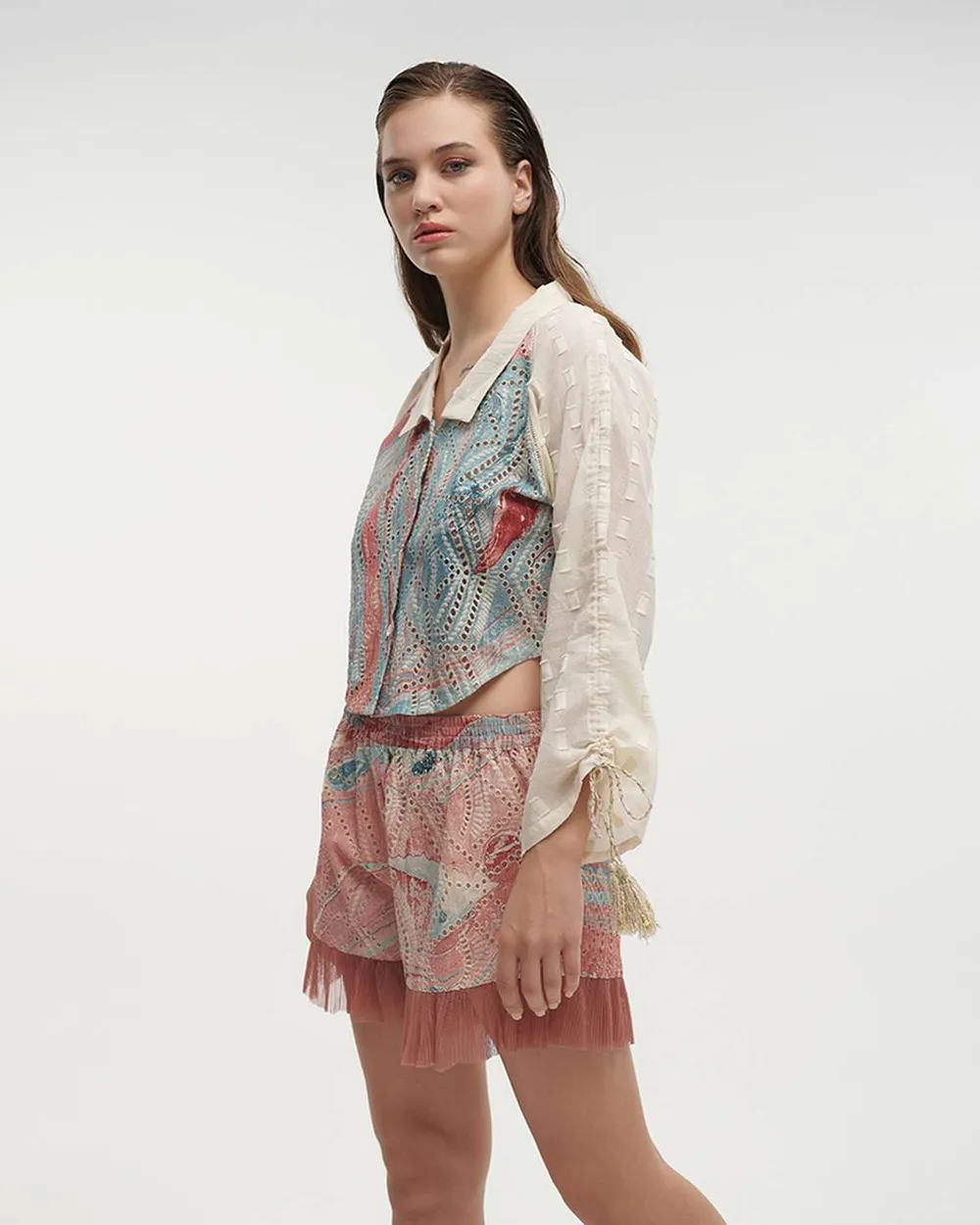 ΠΟΥΚΑΜΙΣΟ ΚΟΝΤΟ ΜΠΛΕ/ΜΠΟΡΝΤΩ ONE SIZE (100%COTTON)