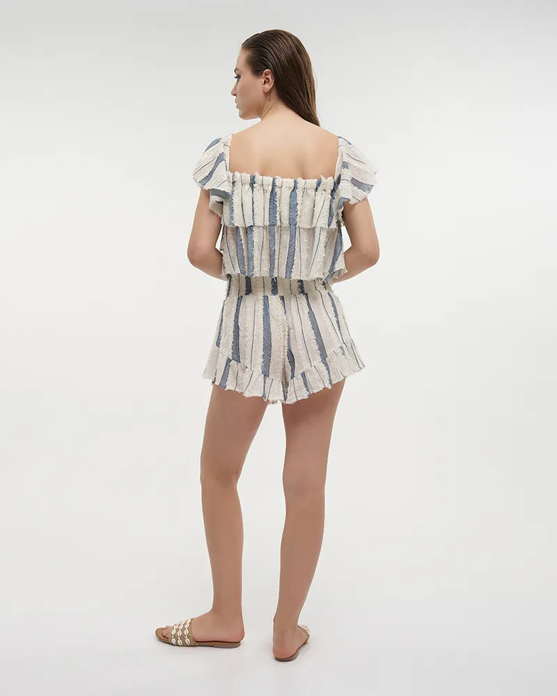 ΤΟΠ ΚΟΝΤΟ ΜΠΛΕ/ΕΚΡΟΥ ONE SIZE (100%COTTON)