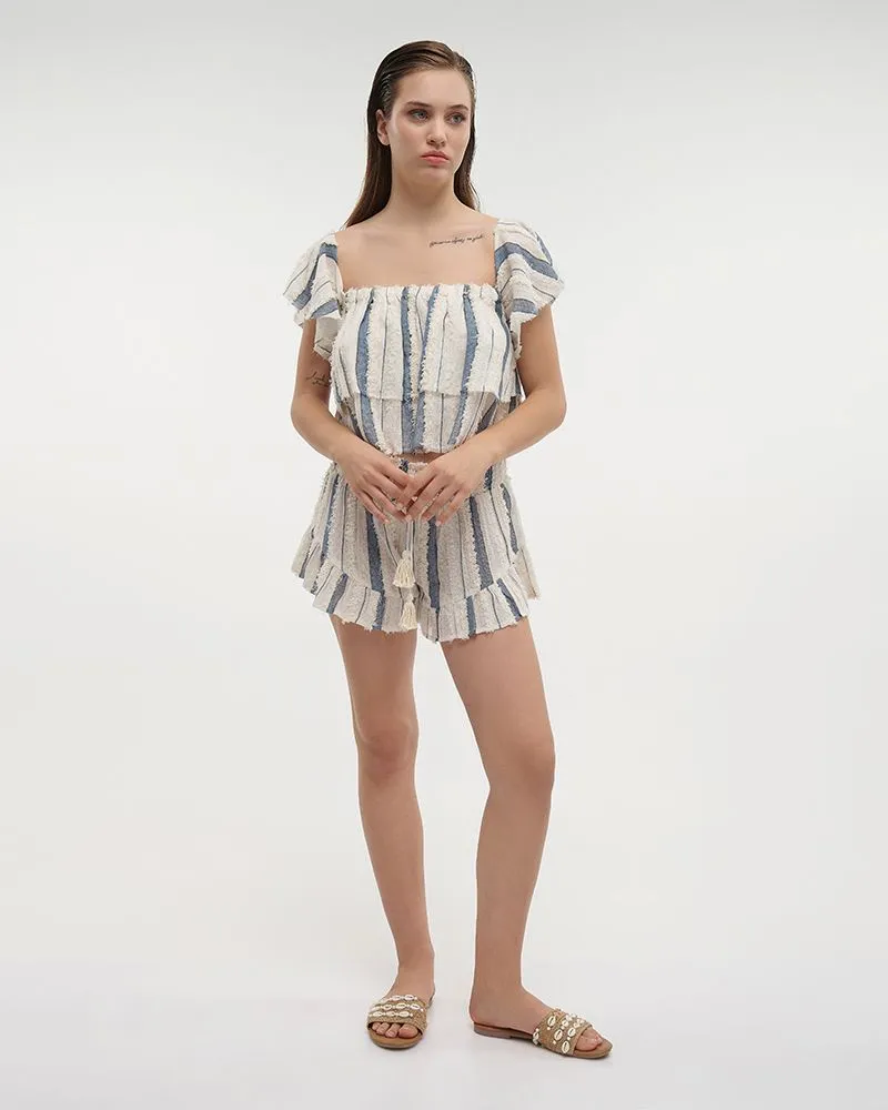 ΤΟΠ ΚΟΝΤΟ ΜΠΛΕ/ΕΚΡΟΥ ONE SIZE (100%COTTON)