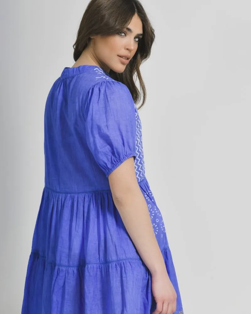 ΦΟΡΕΜΑ ΚΟΝΤΟΜΑΝΙΚΟ ΜΠΛΕ ΜΕ ΛΕΥΚΑ/ΧΡΥΣΑ ΣΧΕΔΙΑ ONE SIZE (100% COTTON)