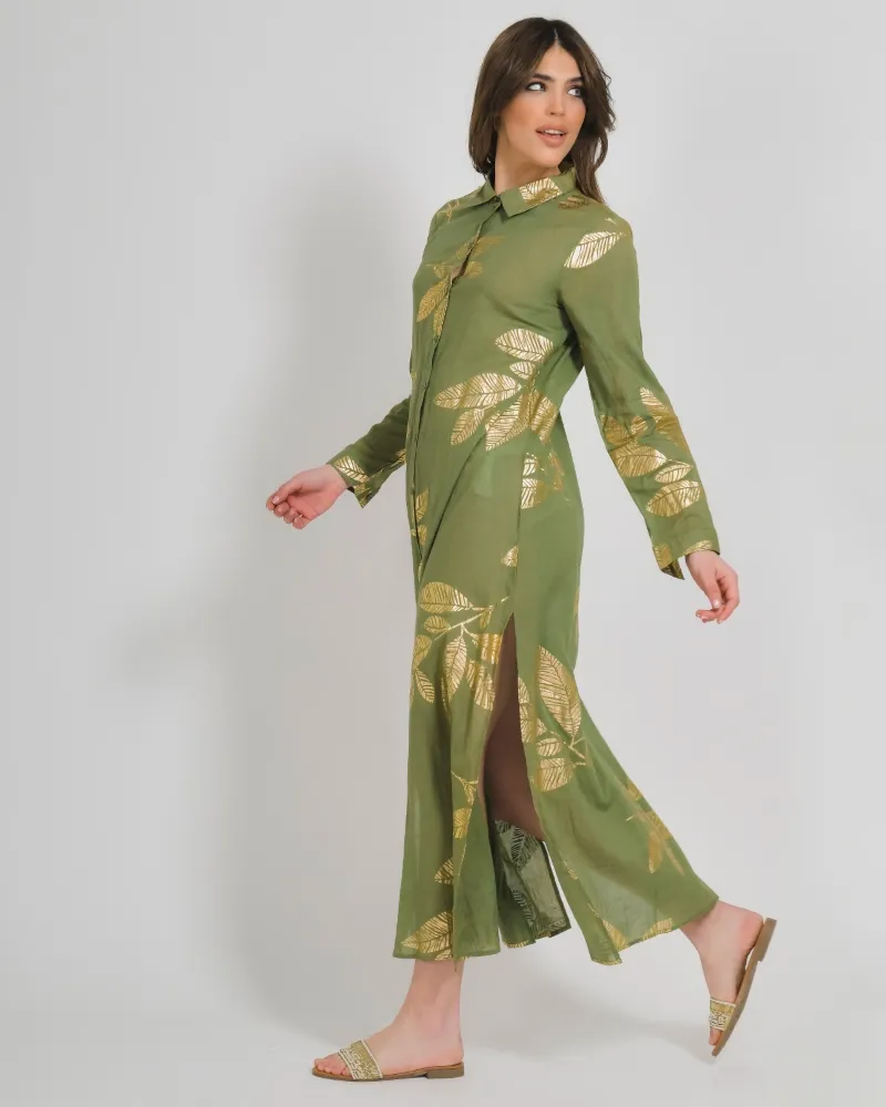 ΠΟΥΚΑΜΙΣΑ ΜΑΚΡΙΑ ΧΑΚΙ ΜΕ ΧΡΥΣΑ ΦΥΛΛΑ ONE SIZE (100% COTTON)