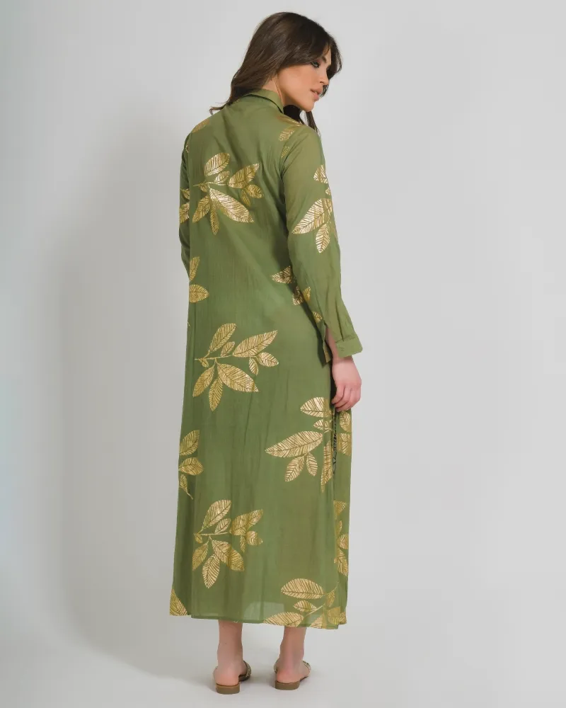 ΠΟΥΚΑΜΙΣΑ ΜΑΚΡΙΑ ΧΑΚΙ ΜΕ ΧΡΥΣΑ ΦΥΛΛΑ ONE SIZE (100% COTTON)