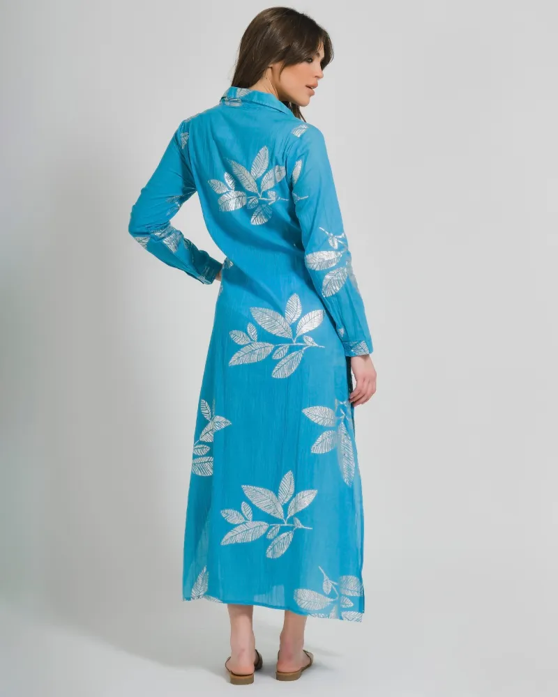 ΠΟΥΚΑΜΙΣΑ ΜΑΚΡΙΑ ΤΥΡΚΟΥΑΖ ΜΕ ΑΣΗΜΙ ΦΥΛΛΑ ONE SIZE (100% COTTON)