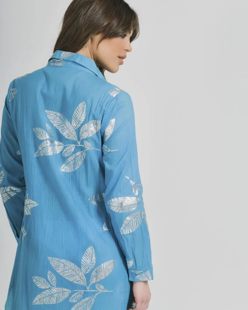 ΠΟΥΚΑΜΙΣΑ ΜΑΚΡΙΑ ΤΥΡΚΟΥΑΖ ΜΕ ΑΣΗΜΙ ΦΥΛΛΑ ONE SIZE (100% COTTON)