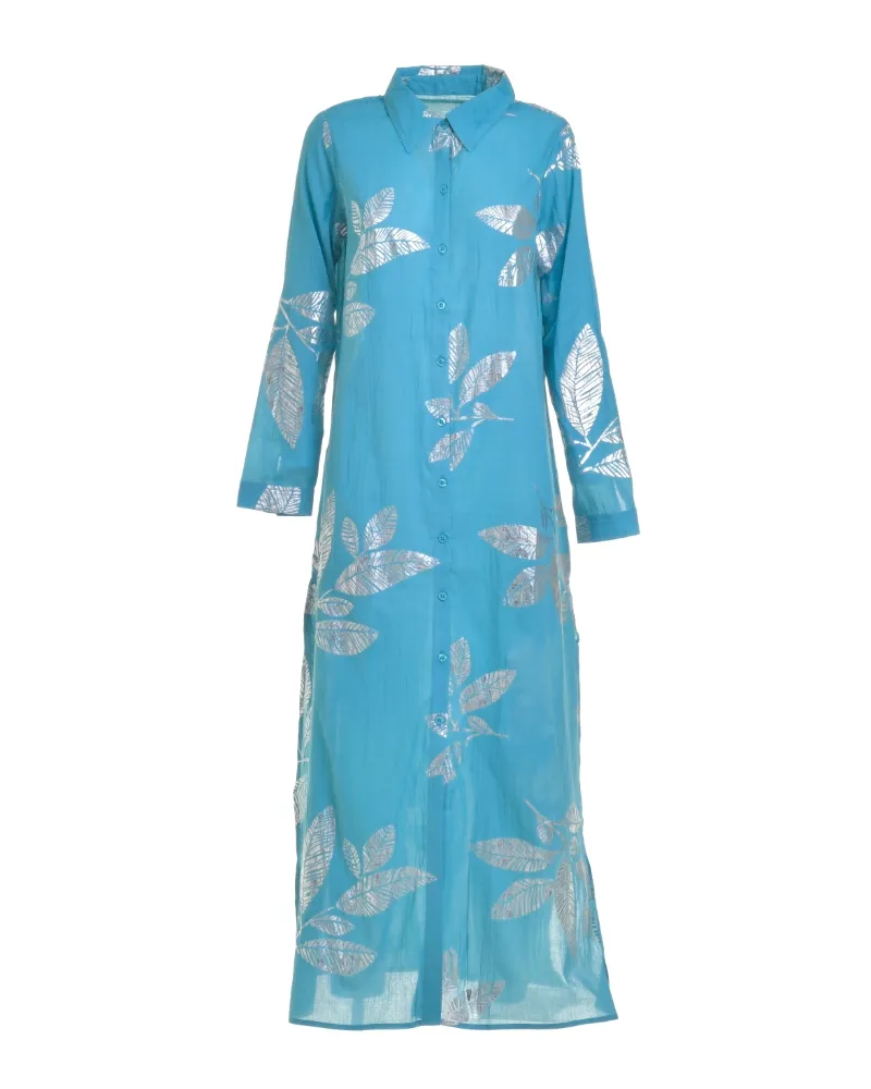 ΠΟΥΚΑΜΙΣΑ ΜΑΚΡΙΑ ΤΥΡΚΟΥΑΖ ΜΕ ΑΣΗΜΙ ΦΥΛΛΑ ONE SIZE (100% COTTON)