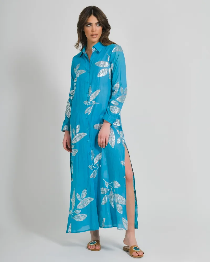 ΠΟΥΚΑΜΙΣΑ ΜΑΚΡΙΑ ΤΥΡΚΟΥΑΖ ΜΕ ΑΣΗΜΙ ΦΥΛΛΑ ONE SIZE (100% COTTON)