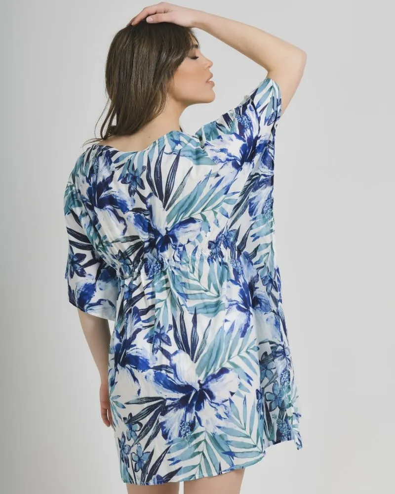 ΚΙΜΟΝΟ ΚΟΝΤΟ ΜΠΛΕ/ΛΕΥΚΟ ΜΕ ΦΥΛΛΑ ONE SIZE (100% COTTON). ΚΙΜΟΝΟ ΚΟΝΤΟ ΜΠΛΕ/ΛΕΥΚΟ ΜΕ ΦΥΛΛΑ ONE SIZE (100% COTTON).