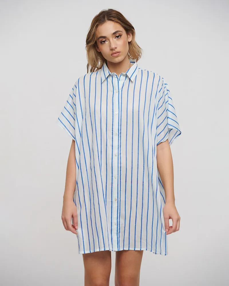 ΠΟΥΚΑΜΙΣΟ ΡΙΓΕ ΜΠΛΕ/ΓΑΛΑΖΙΟ ΜΕ ΜΑΤΙ ONE SIZE (100% COTTON)