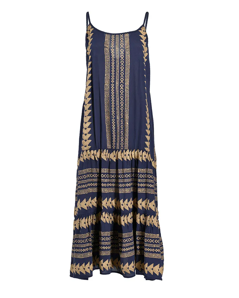 ΦΟΡΕΜΑ ΜΑΚΡΥ ΑΜΑΝΙΚΟ ΣΕ ΜΠΛΕ ΧΡΩΜΑ ΜΕ ΧΡΥΣΕΣ ΛΕΠΤΟΜΕΡΕΙΕΣ ONE SIZE (100% VISCOSE)