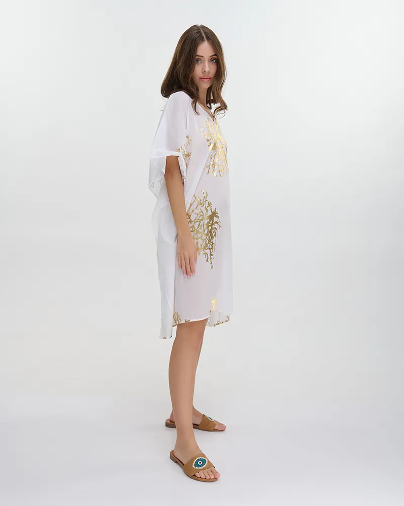 ΚΑΦΤΑΝΙ ΚΟΝΤΟ ΜΠΕΖ ΜΕ ΧΡΥΣΑ ΚΟΡΑΛΙΑ ONE SIZE (100% COTTON)