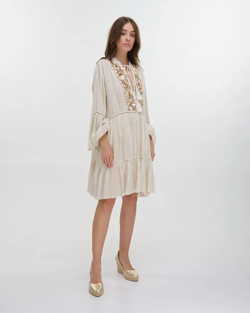 ΦΟΡΕΜΑ ΚΟΝΤΟ ΜΕ ΜΑΚΡΥ ΜΑΝΙΚΙ ΜΠΕΖ ΜΕ ΧΑΝΤΡΕΣ ONE SIZE (100% COTTON) ΦΟΡΕΜΑ ΚΟΝΤΟ ΜΕ ΜΑΚΡΥ ΜΑΝΙΚΙ ΜΠΕΖ ΜΕ ΧΑΝΤΡΕΣ ONE SIZE (100% COTTON)