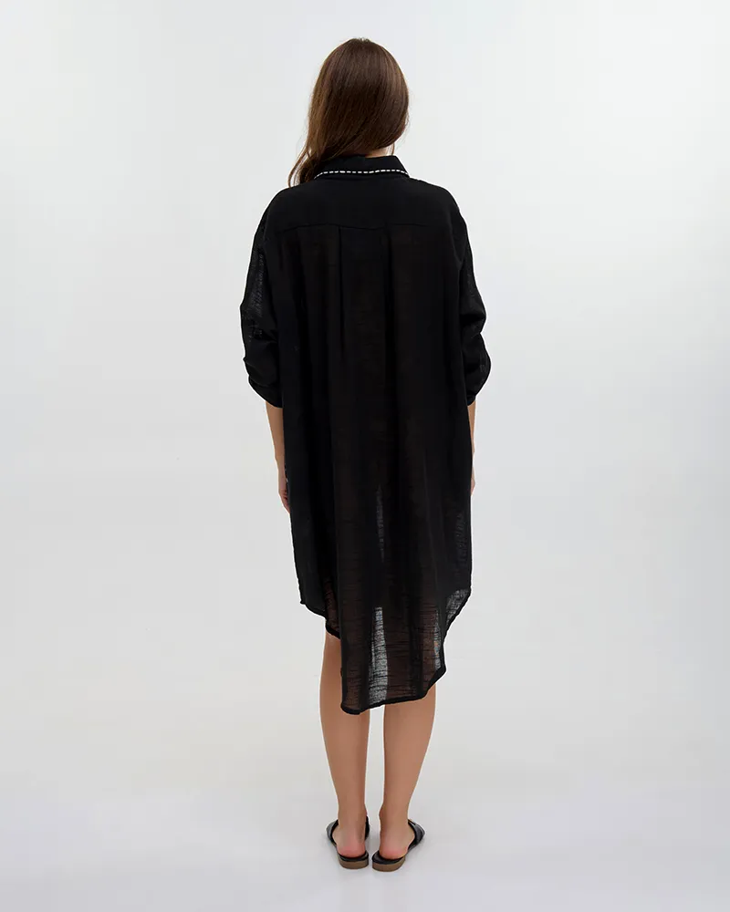 ΠΟΥΚΑΜΙΣΑ ΜΑΚΡΙΑ ΜΕ ΜΑΚΡΥ ΜΑΝΙΚΙ ΜΑΥΡΗ ONE SIZE (100% COTTON)