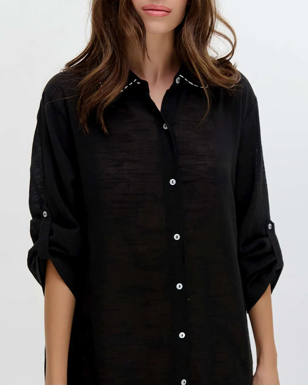 ΠΟΥΚΑΜΙΣΑ ΜΑΚΡΙΑ ΜΕ ΜΑΚΡΥ ΜΑΝΙΚΙ ΜΑΥΡΗ ONE SIZE (100% COTTON)