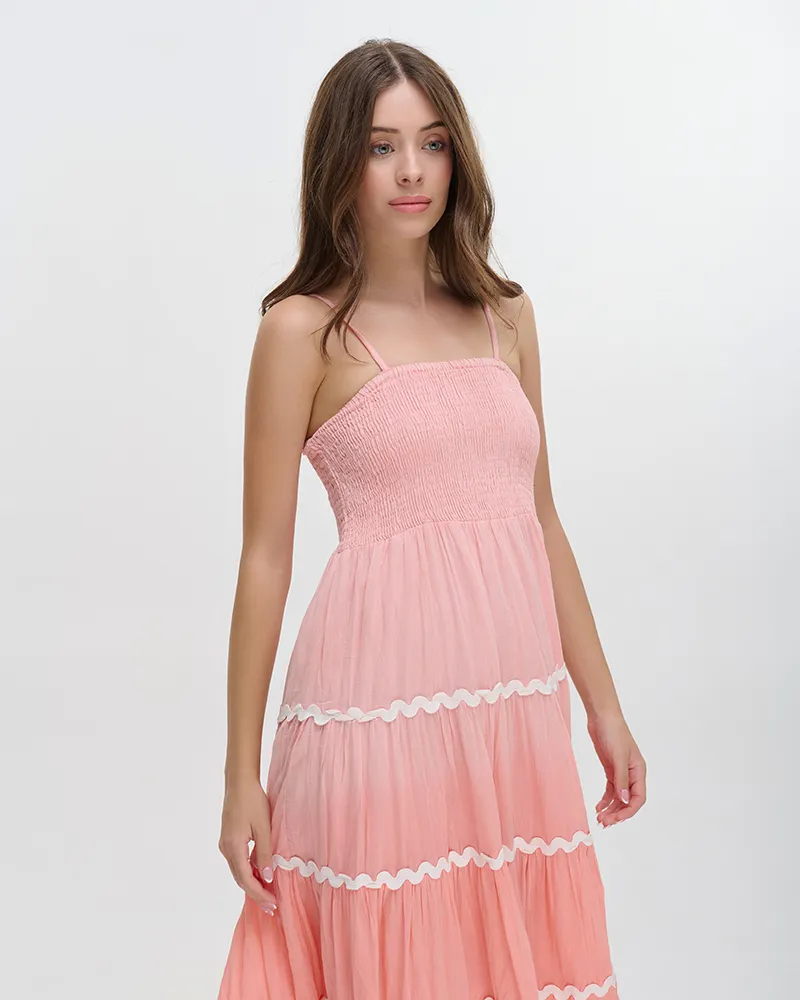 ΦΟΡΕΜΑ ΜΑΚΡΥ ΑΜΑΝΙΚΟ ΡΟΔΑΚΙΝΙ/ΠΟΡΤΟΚΑΛΙ ONE SIZE (100% COTTON)