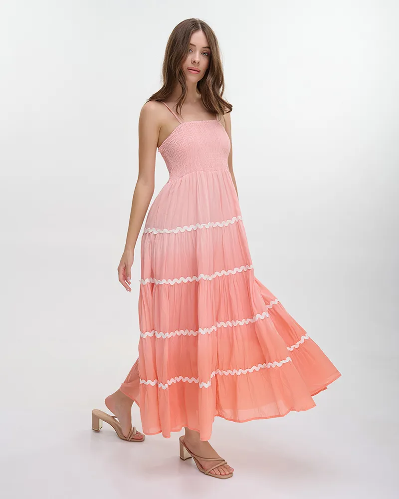 ΦΟΡΕΜΑ ΜΑΚΡΥ ΑΜΑΝΙΚΟ ΡΟΔΑΚΙΝΙ/ΠΟΡΤΟΚΑΛΙ ONE SIZE (100% COTTON)