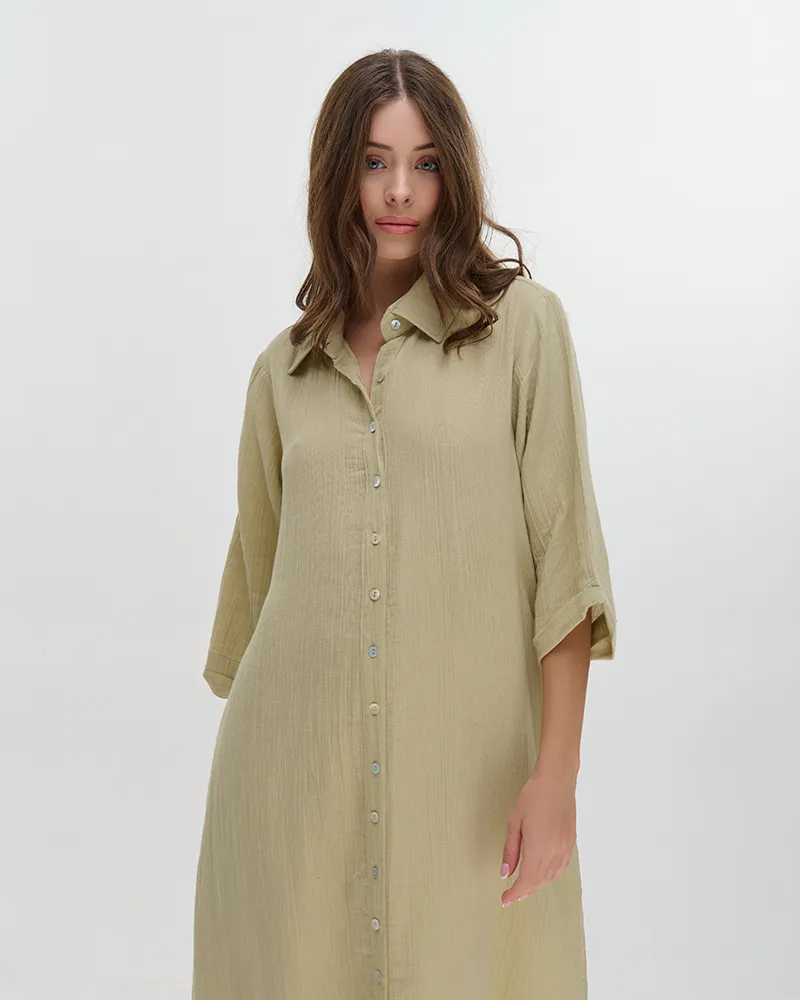 ΠΟΥΚΑΜΙΣΑ ΜΑΚΡΙΑ ΜΕ ΜΑΚΡΥ ΜΑΝΙΚΙ ΑΠΑΛΟ ΧΑΚΙ ONE SIZE (100% COTTON)