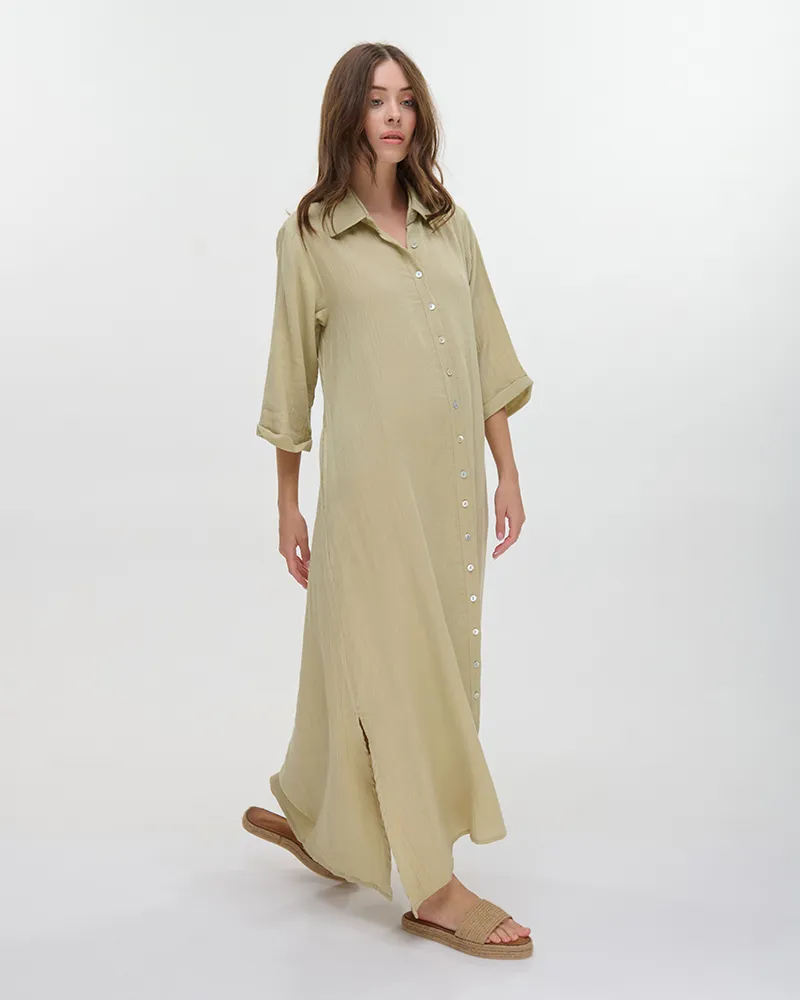 ΠΟΥΚΑΜΙΣΑ ΜΑΚΡΙΑ ΜΕ ΜΑΚΡΥ ΜΑΝΙΚΙ ΑΠΑΛΟ ΧΑΚΙ ONE SIZE (100% COTTON)