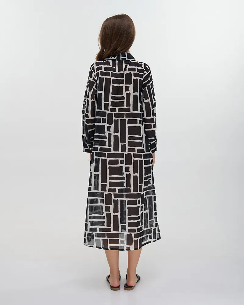 ΠΟΥΚΑΜΙΣΑ ΜΑΚΡΙΑ ΜΕ ΜΑΚΡΥ ΜΑΝΙΚΙ ΜΑΥΡΟ/ΛΕΥΚΟ ONE SIZE (100% COTTON)