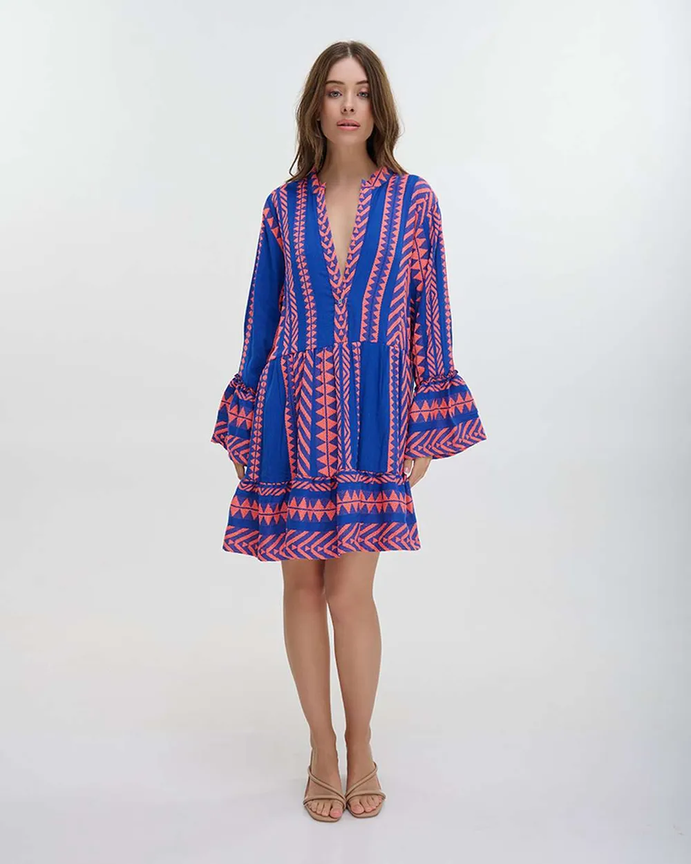 ΦΟΡΕΜΑ ΚΟΝΤΟ ΜΕ ΜΑΚΡΥ ΜΑΝΙΚΙ ΦΟΥΞ/ΜΠΛΕ ONE SIZE (100% COTTON)