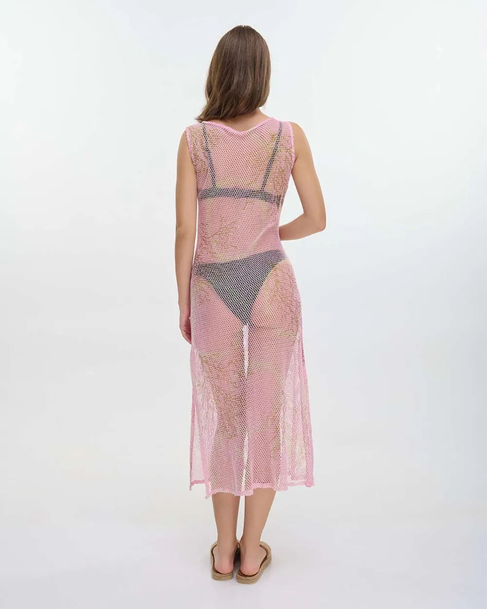 ΚΑΦΤΑΝΙ ΜΑΚΡΥ ΑΜΑΝΙΚΟ ΔΙΑΤΡΗΤΟ ΡΟΖ ΜΕ ΧΡΥΣΕΣ ΛΕΠΤΟΜΕΡΕΙΕΣ ONE SIZE (100% COTTON)