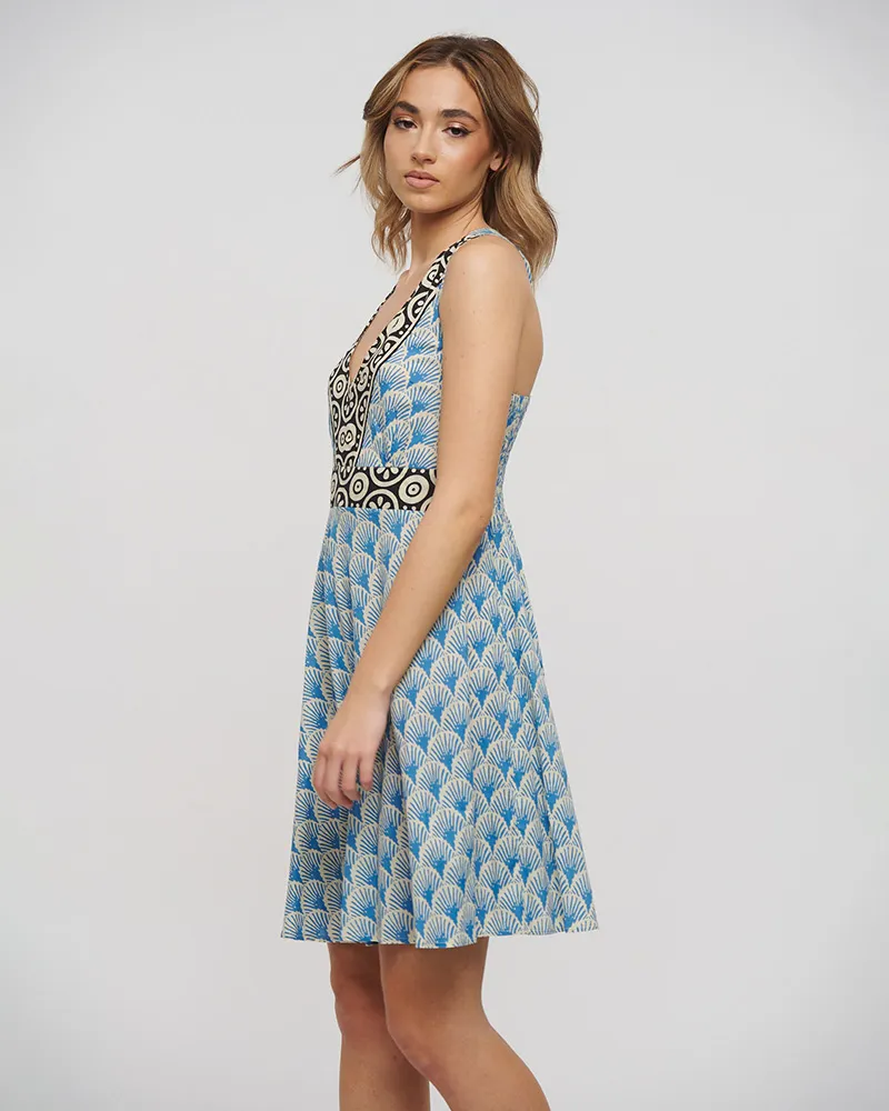 ΦΟΡΕΜΑ ΚΟΝΤΟ ΑΜΑΝΙΚΟ ΜΠΛΕ/ΛΕΥΚΟ ONE SIZE (100% COTTON)