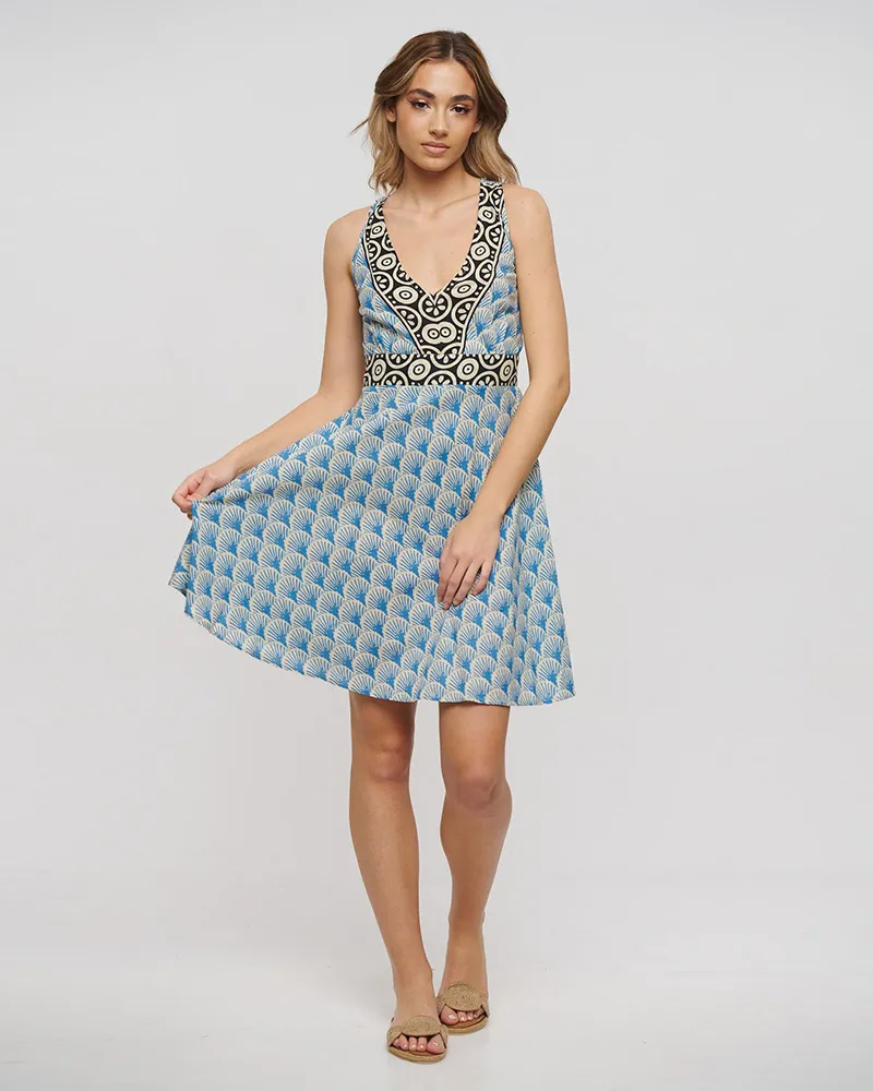 ΦΟΡΕΜΑ ΚΟΝΤΟ ΑΜΑΝΙΚΟ ΜΠΛΕ/ΛΕΥΚΟ ONE SIZE (100% COTTON)