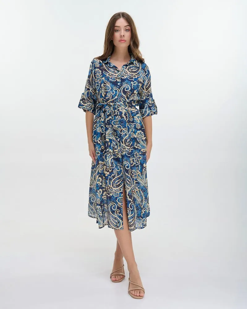 ΠΟΥΚΑΜΙΣΑ ΜΑΚΡΙΑ ΚΟΝΤΟΜΑΝΙΚΗ ΜΠΛΕ/ΛΕΥΚΗ ΜΕ ΣΧΕΔΙΑ M/L (100% COTTON)