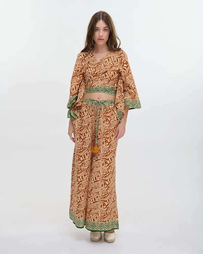 ΤΟΠ ΜΑΚΡΥΜΑΝΙΚΟ ΔΕΤΟ ΜΟΥΣΤΑΡΔΙ/ΛΕΥΚΟ/ΠΡΑΣΙΝΟ ΜΕ ΣΧΕΔΙΑ ONE SIZE (100% COTTON)