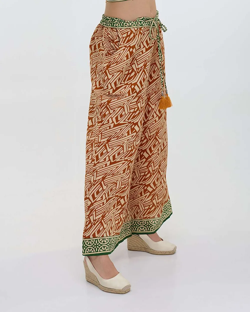 ΠΑΝΤΕΛΟΝΙ ΜΟΥΣΤΑΡΔΙ/ΛΕΥΚΟ/ΠΡΑΣΙΝΟ ΜΕ ΣΧΕΔΙΑ ONE SIZE (100% COTTON)