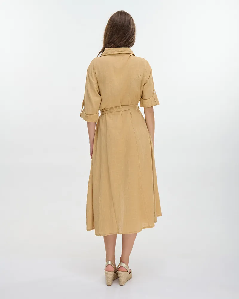 ΠΟΥΚΑΜΙΣΑ ΜΑΚΡΙΑ ΜΕ ΜΑΚΡΥ ΜΑΝΙΚΙ ΜΟΥΣΤΑΡΔΙ S/M (100% COTTON)