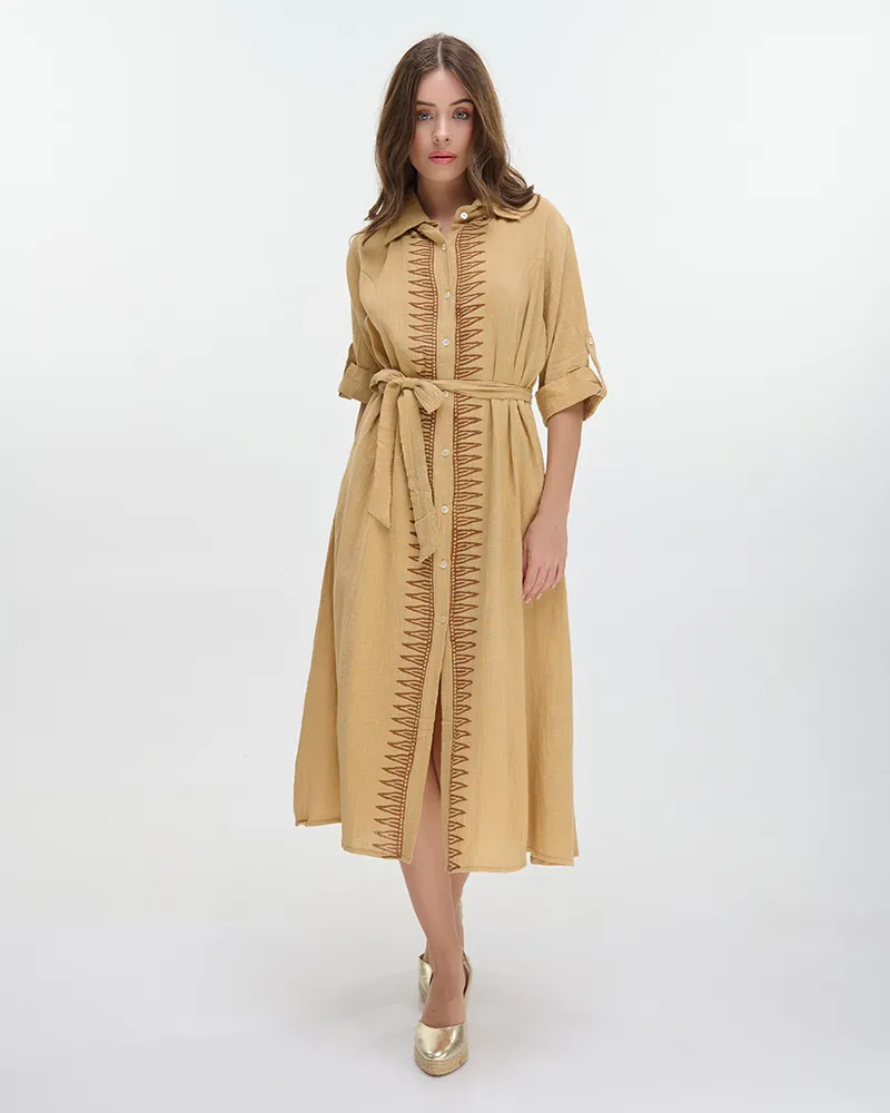 ΠΟΥΚΑΜΙΣΑ ΜΑΚΡΙΑ ΜΕ ΜΑΚΡΥ ΜΑΝΙΚΙ ΜΟΥΣΤΑΡΔΙ S/M (100% COTTON)