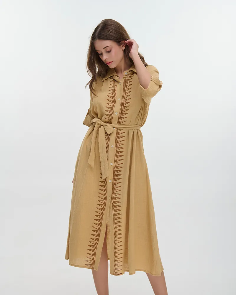 ΠΟΥΚΑΜΙΣΑ ΜΑΚΡΙΑ ΜΕ ΜΑΚΡΥ ΜΑΝΙΚΙ ΜΟΥΣΤΑΡΔΙ M/L (100% COTTON)