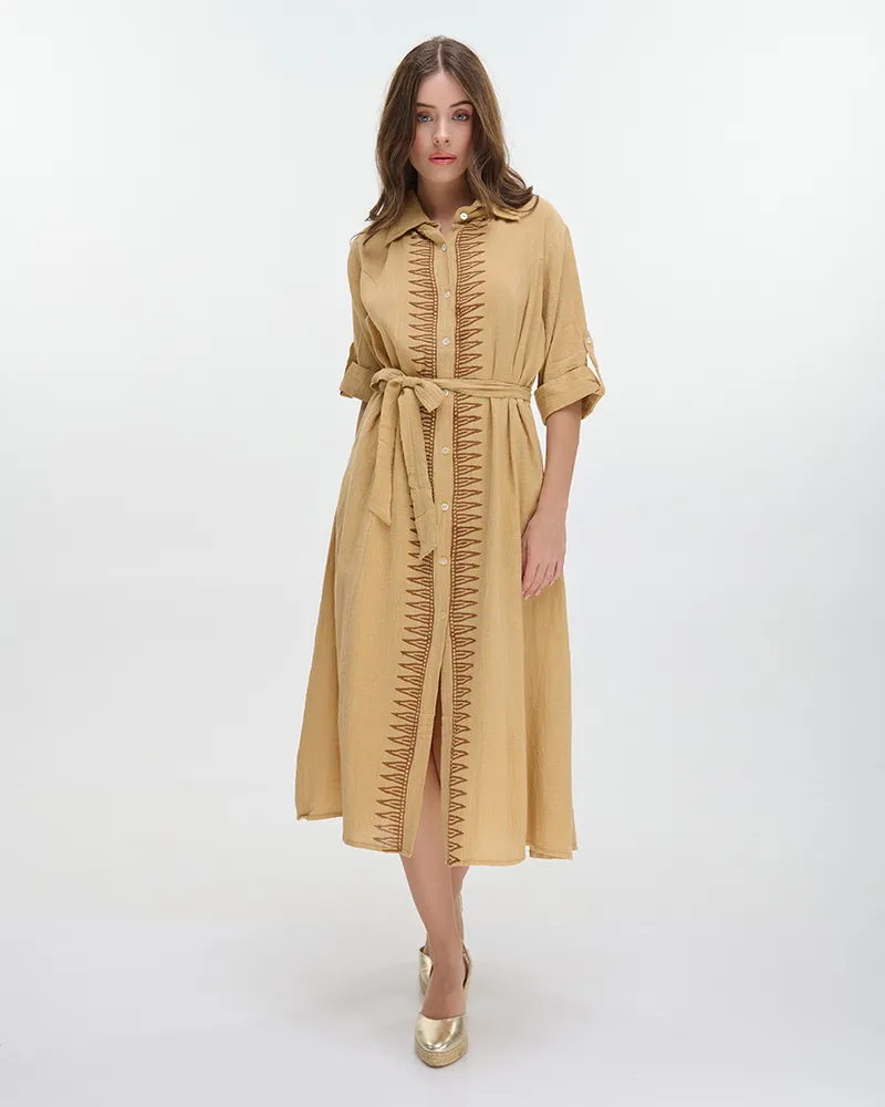 ΠΟΥΚΑΜΙΣΑ ΜΑΚΡΙΑ ΜΕ ΜΑΚΡΥ ΜΑΝΙΚΙ ΜΟΥΣΤΑΡΔΙ M/L (100% COTTON)