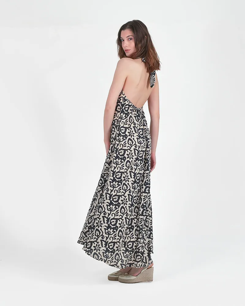 ΦΟΡΕΜΑ ΜΑΚΡΥ ΕΞΩΠΛΑΤΟ ΜΕ ΔΕΣΙΜΟ ΣΤΟ ΛΑΙΜΟ ΜΑΥΡΟ/ΕΚΡΟΥ ONE SIZE (100% MODAL)