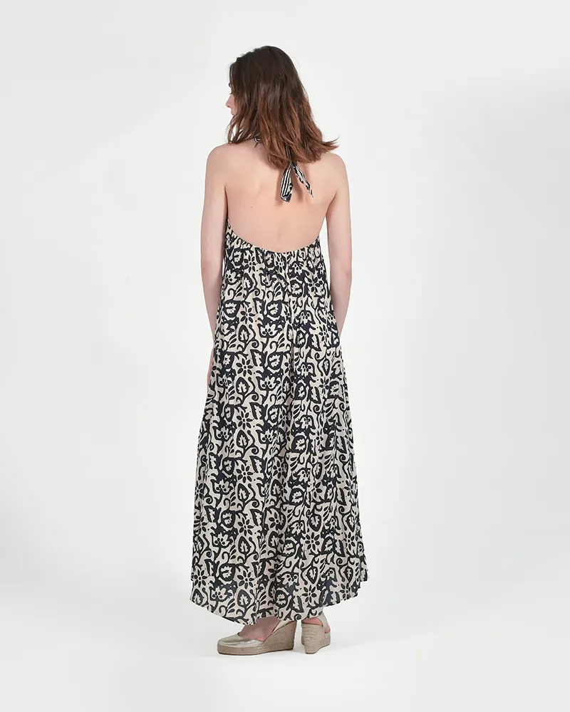 ΦΟΡΕΜΑ ΜΑΚΡΥ ΕΞΩΠΛΑΤΟ ΜΕ ΔΕΣΙΜΟ ΣΤΟ ΛΑΙΜΟ ΜΑΥΡΟ/ΕΚΡΟΥ ONE SIZE (100% MODAL)