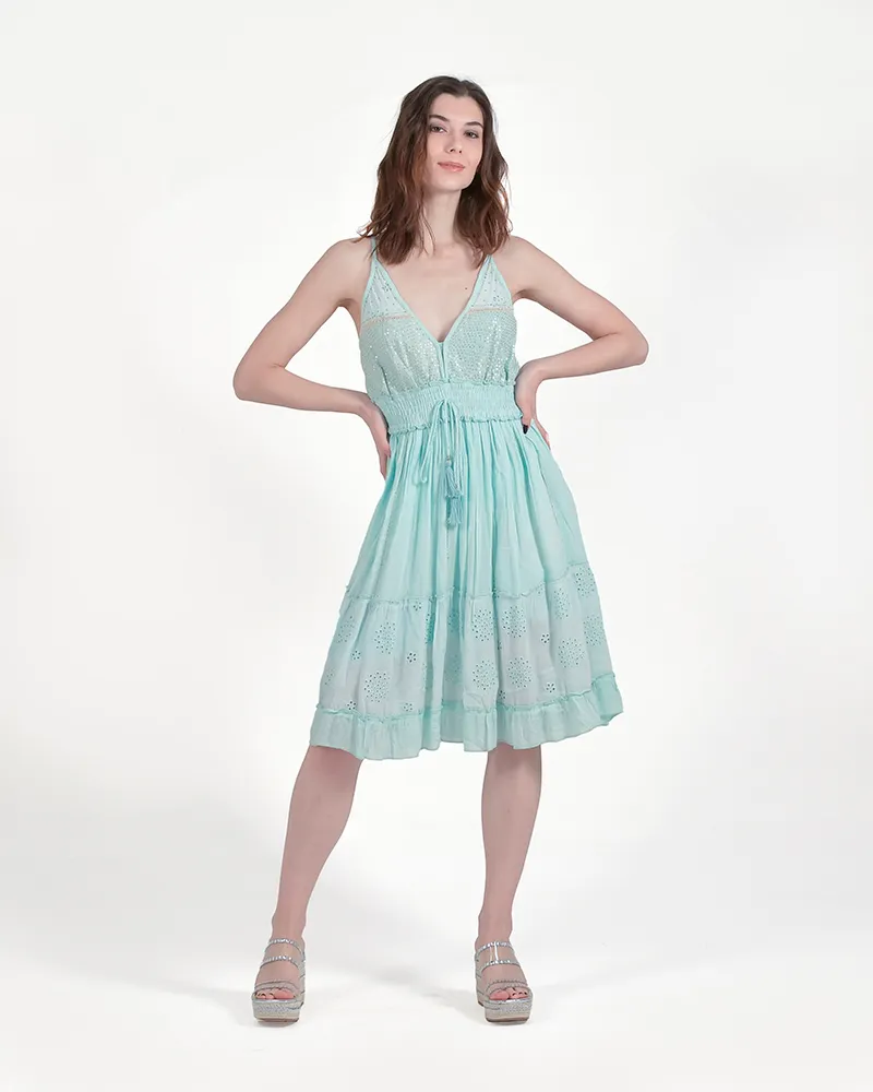 ΦΟΡΕΜΑ ΚΟΝΤΟ ΑΜΑΝΙΚΟ ΤΙΡΚΟΥΑΖ ΜΕ ΧΡΥΣΕΣ ΛΕΠΤΟΜΕΡΕΙΕΣ ONE SIZE (100% VISCOSE)