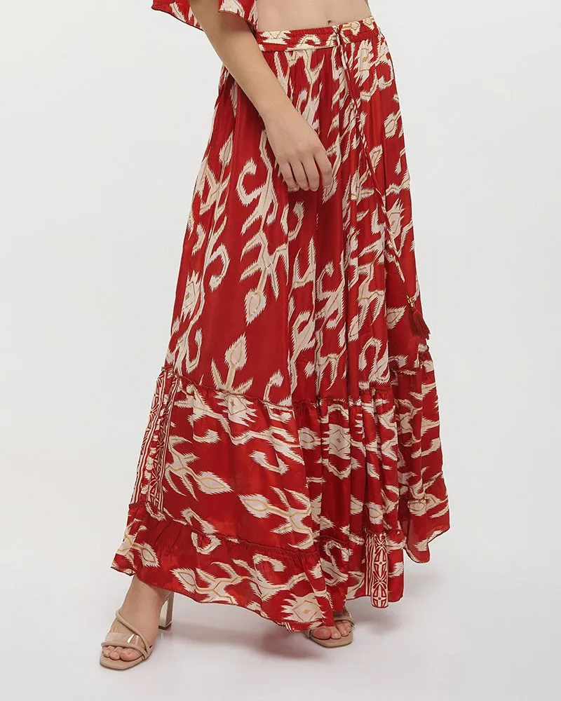 ΦΟΥΣΤΑ ΜΑΚΡΙΑ ΚΟΚΚΙΝΗ/ΛΕΥΚΗ ONE SIZE (70% SILK 30% POLYESTER)