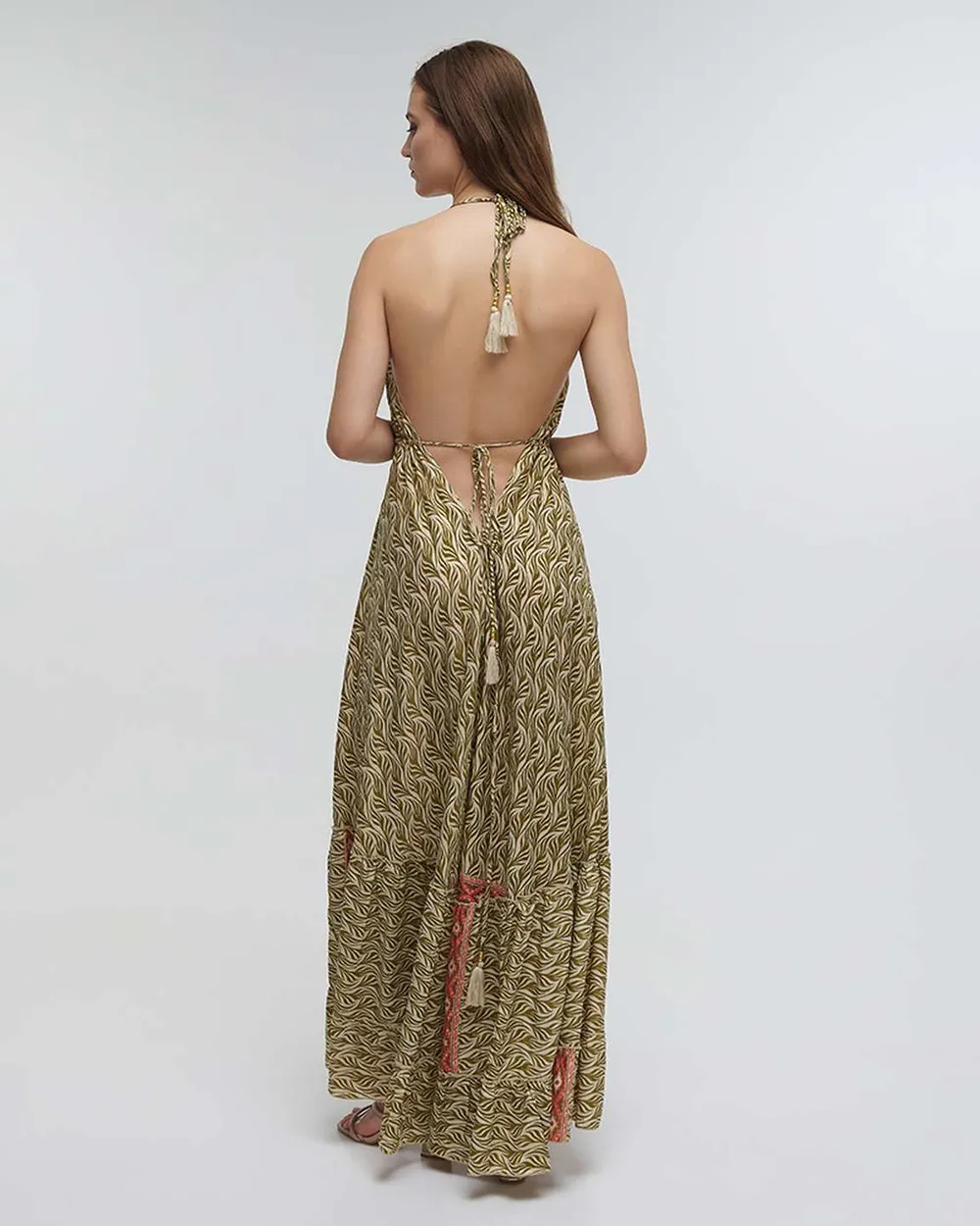 ΦΟΡΕΜΑ ΜΑΚΡΥ ΧΑΚΙ/ΚΟΚΚΙΝΟ ONE SIZE (70% SILK 30% POLYESTER)