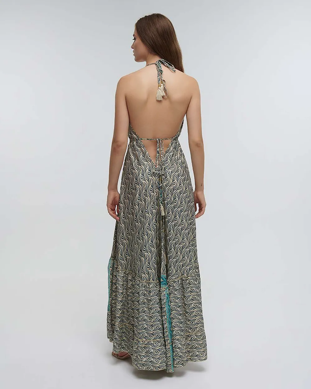 ΦΟΡΕΜΑ ΜΑΚΡΥ ΛΕΥΚΟ/ΓΑΛΑΖΙΟ ONE SIZE (70% SILK 30% POLYESTER)