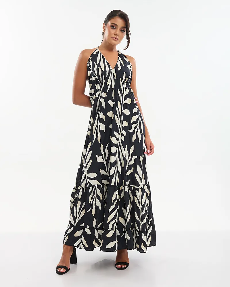 ΦΟΡΕΜΑ ΜΑΚΡΥ ΑΜΑΝΙΚΟ ΜΑΥΡΟ ΜΕ ΕΚΡΟΥ ΛΕΠΤΟΜΕΡΕΙΕΣ  ONE SIZE (70% SILK 30% POLYESTER)