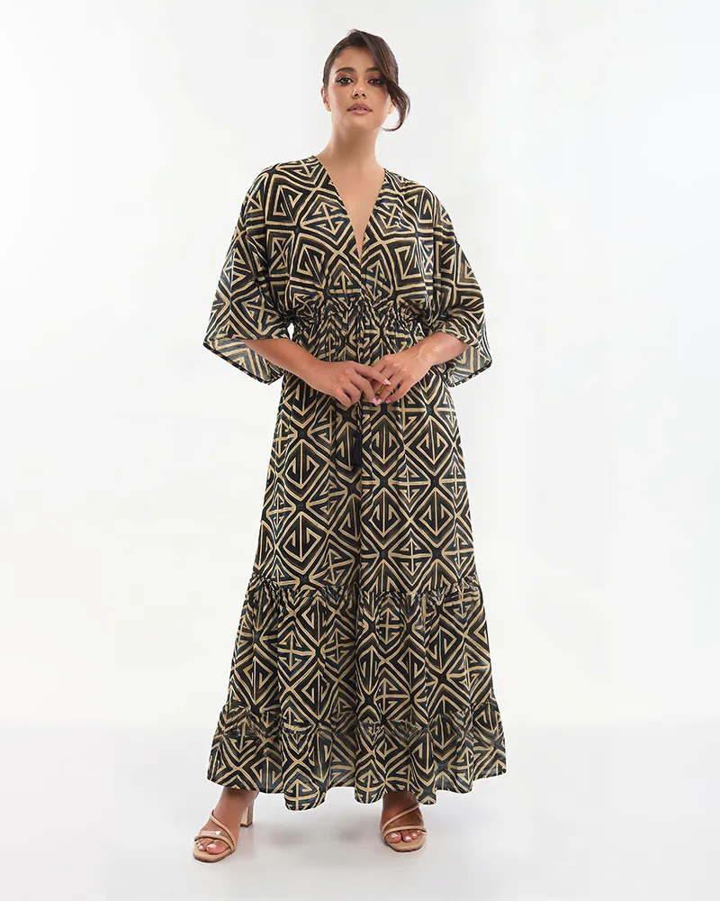 ΦΟΡΕΜΑ ΜΑΚΡΥ 3/4 ΜΑΥΡΟ ΜΕ ΛΕΠΤΟΜΕΡΕΙΕΣ ONE SIZE (70% SILK 30% POLYESTER)