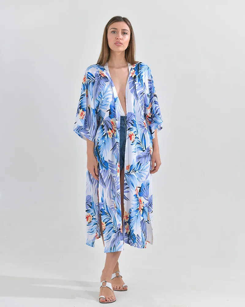 ΚΙΜΟΝΟ ΛΕΥΚΟ ΜΕ ΜΩΒ ΦΥΛΛΑ ONE SIZE ΚΙΜΟΝΟ ΛΕΥΚΟ ΜΕ ΜΩΒ ΦΥΛΛΑ ONE SIZE