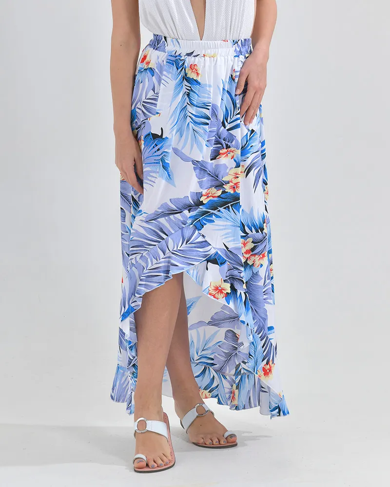 ΦΟΥΣΤΑ ΛΕΥΚΗ ΜΕ ΜΩΒ ΦΥΛΛΑ  ONE SIZE