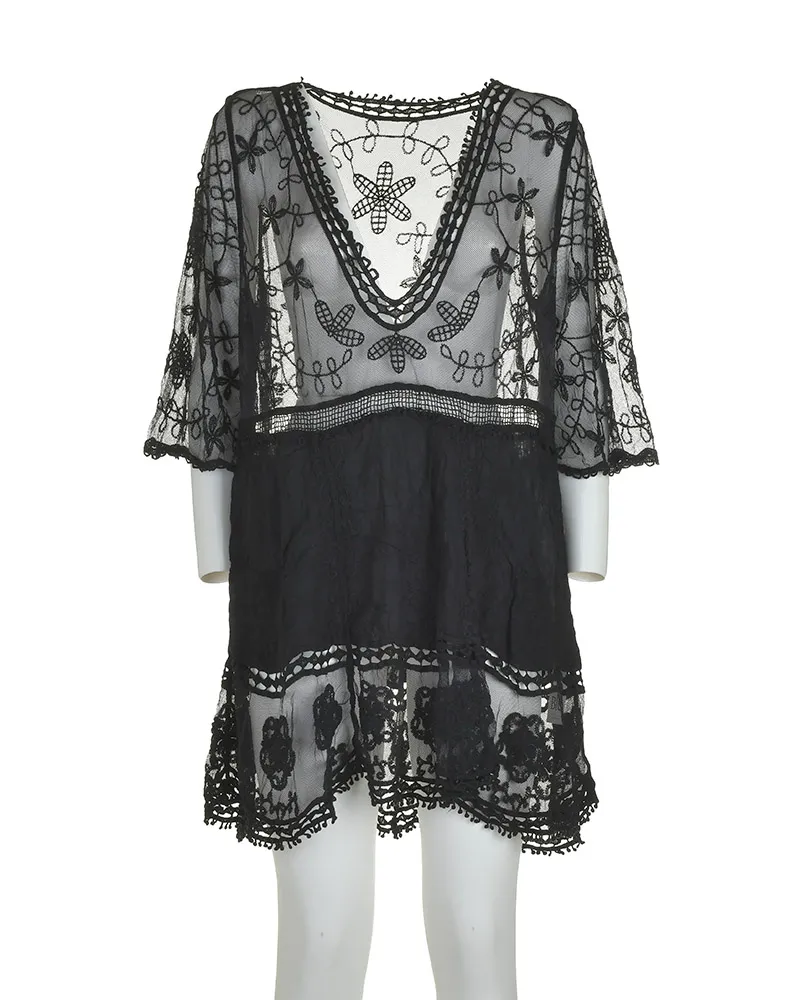 ΦΟΡΕΜΑ/ΚΑΦΤΑΝΙ ΜΑΥΡΟ ΜΕ ΔΑΝΤΕΛΑ ONE SIZE (70% COTTON/30% POLYESTER)