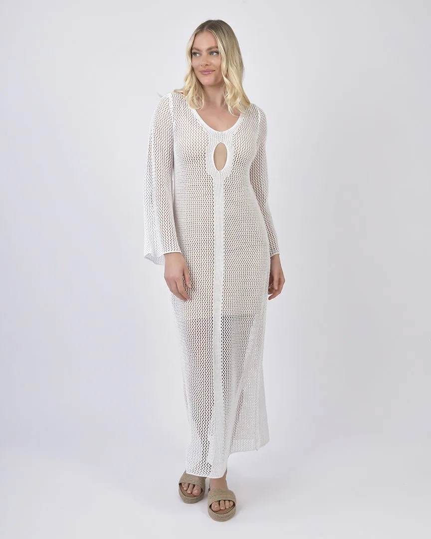 ΜΑΚΡΥ ΦΟΡΕΜΑ ΜΕ ΜΑΚΡΥ ΜΑΝΙΚΙ ΣΕ ΛΕΥΚΟ ΧΡΩΜΑ ONE SIZE (100% POLYESTER)