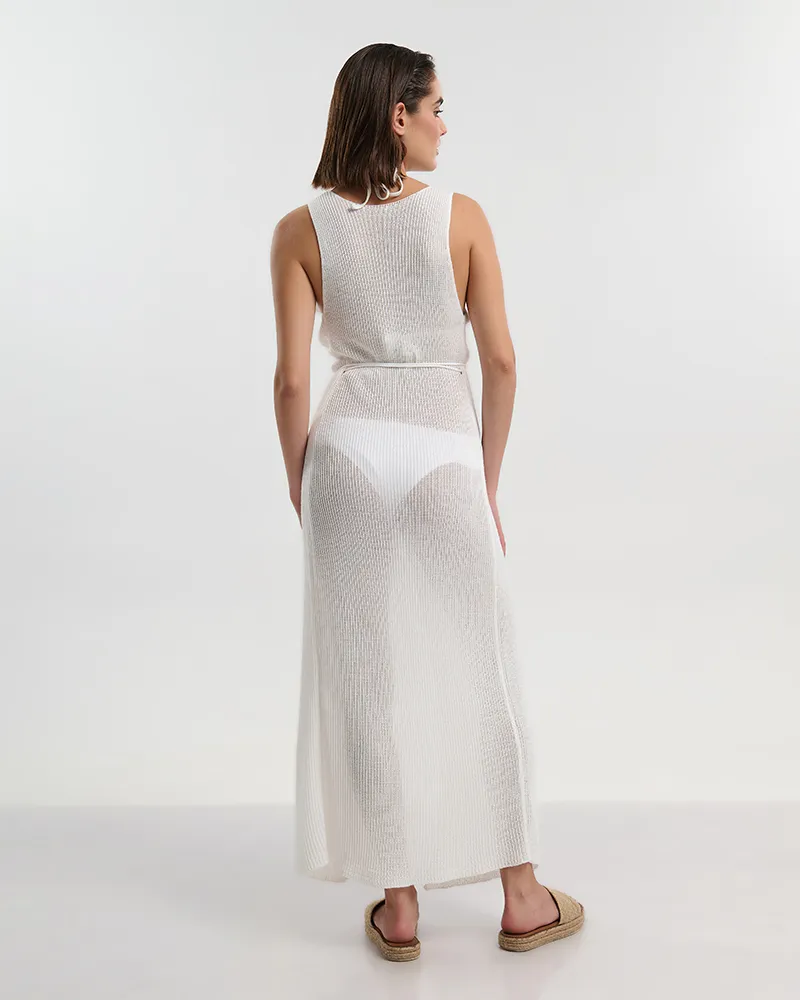 ΜΑΚΡΥ ΦΟΡΕΜΑ ΜΕ ΚΟΝΤΟ ΜΑΝΙΚΙ ΣΕ ΛΕΥΚΟ ONE SIZE (100% POLYESTER)