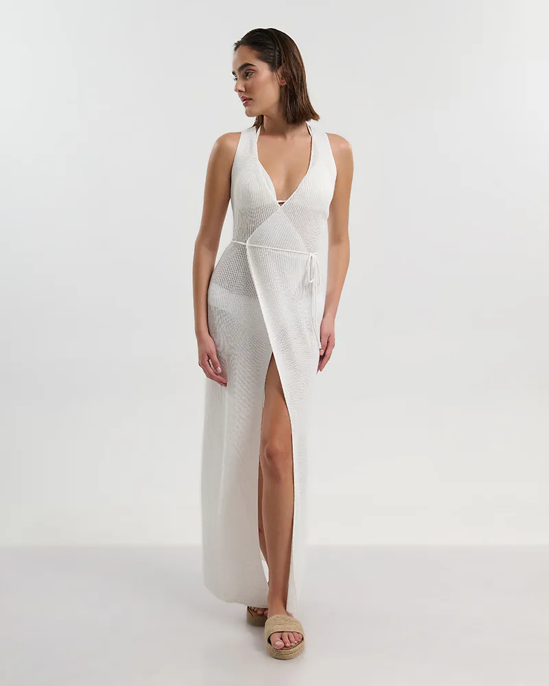 ΜΑΚΡΥ ΦΟΡΕΜΑ ΜΕ ΚΟΝΤΟ ΜΑΝΙΚΙ ΣΕ ΛΕΥΚΟ ONE SIZE (100% POLYESTER)