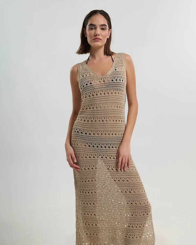 ΑΜΑΝΙΚΟ ΜΑΚΡΥ ΦΟΡΕΜΑ ΣΕ ΧΡΥΣΟ ΧΡΩΜΑ ONE SIZE (100% POLYESTER)